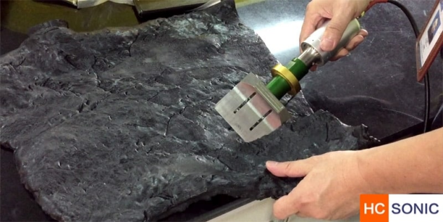 Ultrasonic rubber cutting principle