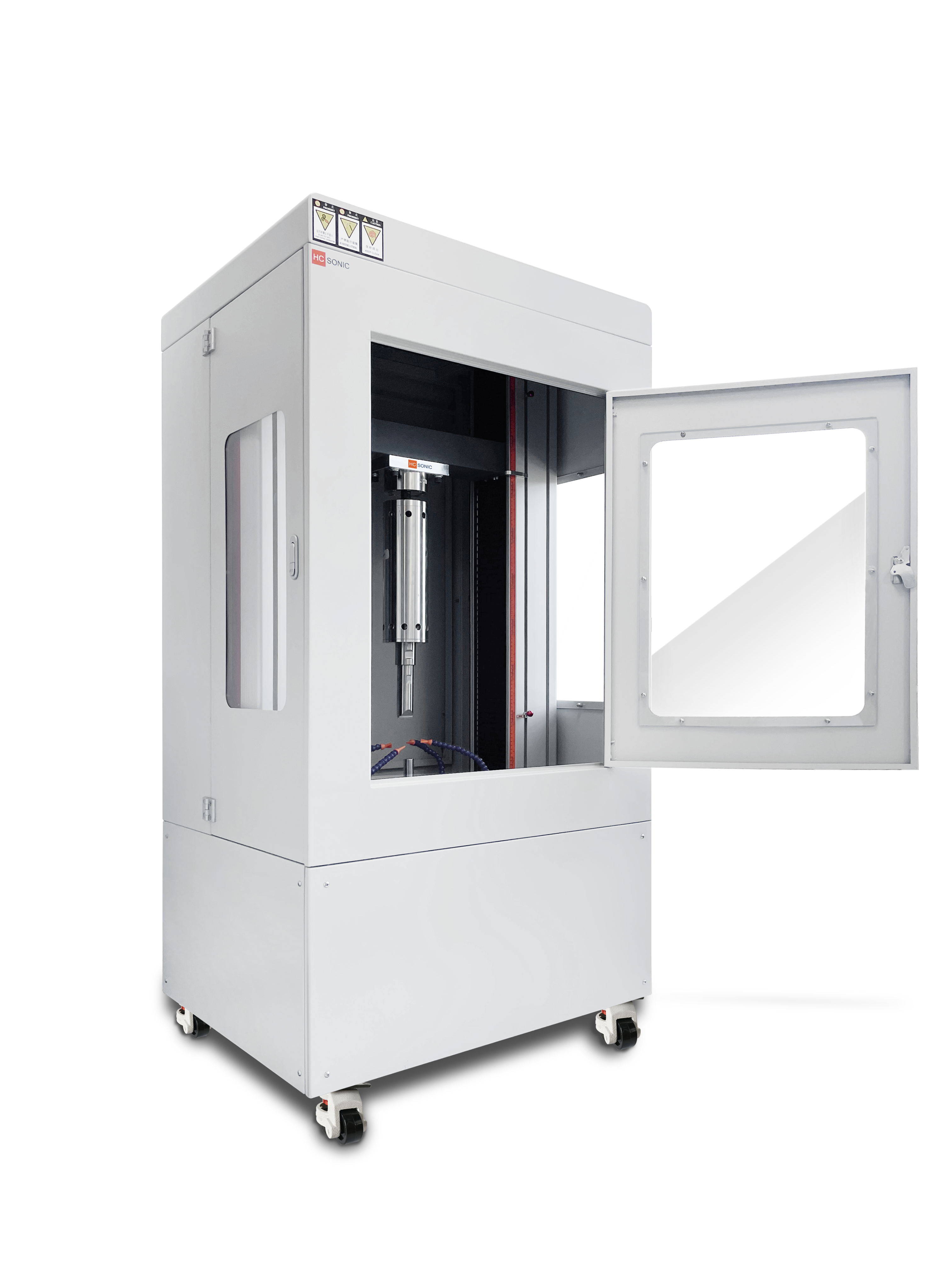 Three-column axial ultrasonic fatigue testing machine