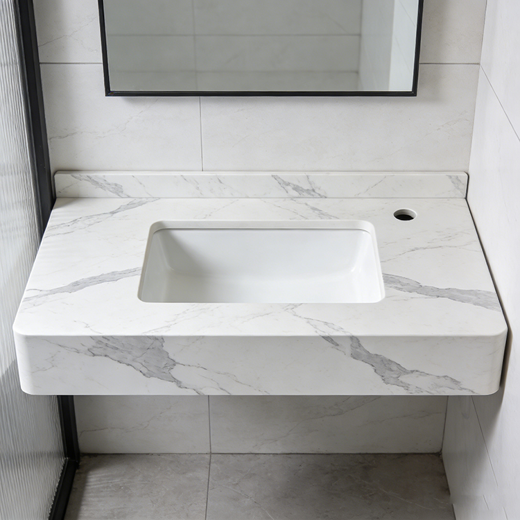 Quartz Calacatta Grey Short Vein — undergoing quality inspection at our China facility