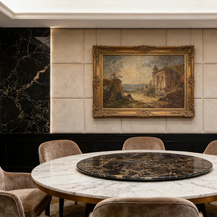 YDSTONE Black Portoro Marble Tiles Cut-to-Size for Indoor Decoration Balcony Waterstone Wall Panels