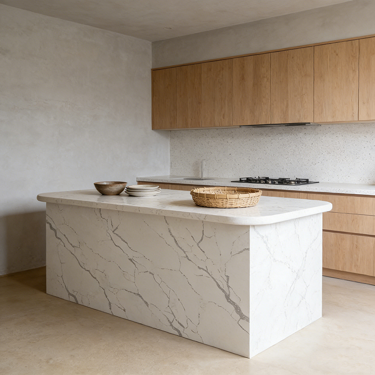 YDSTONE Modern Design Artificial Quartz Countertops Calacatta Polished Surface Engineered Slabs for Dining Application