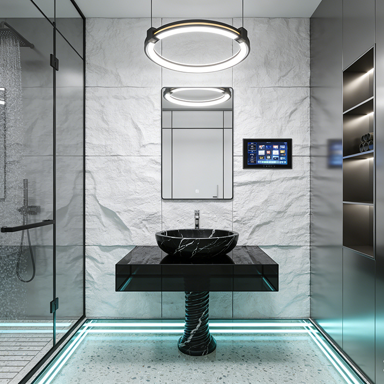 Encimeras de cuarzo de piedra artificial laminada Calacatta Black con superficie pulida, láminas técnicas