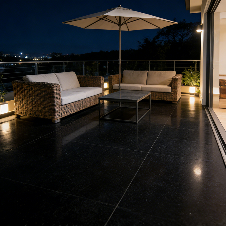 YDSTONE Modern Luxurious Black Veneered Granite Floorings for Restaurants Bathrooms Dining Living Room Marble