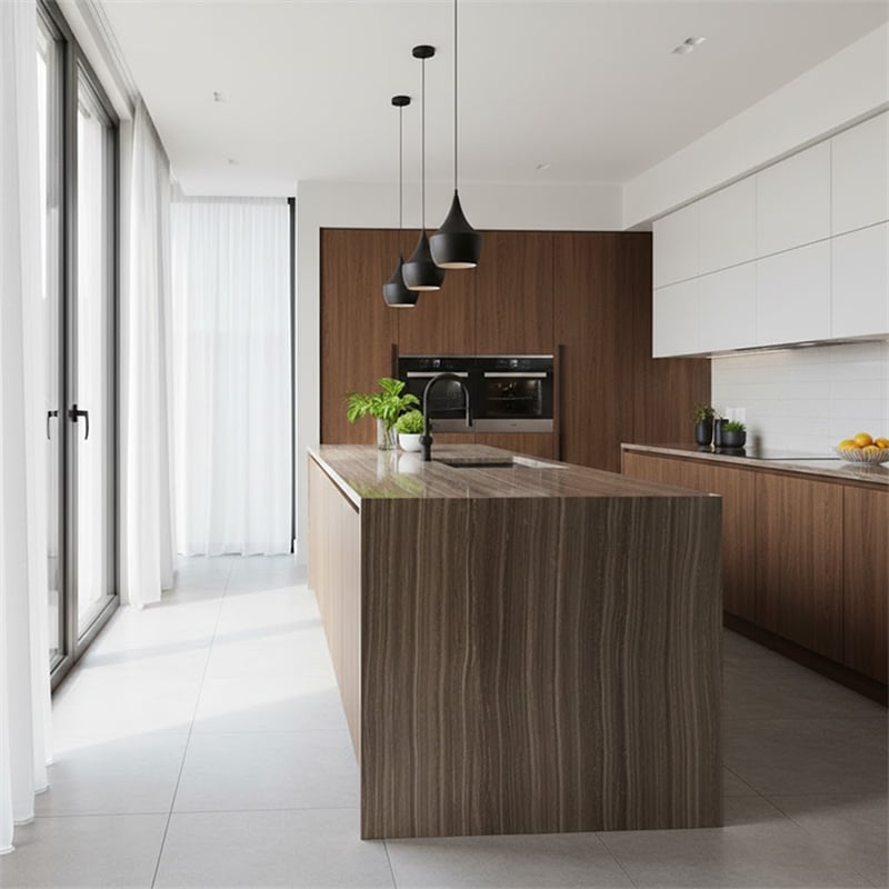 Eramosa Wood Marble — close-up detail showing natural vein pattern and polished finish
