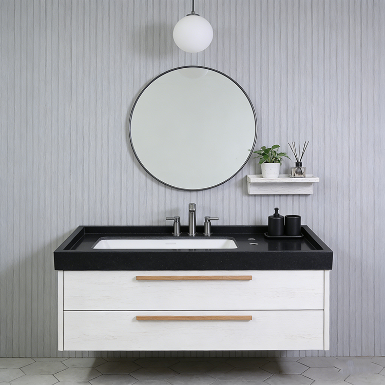 Quartz OEM ODM Hotel installed in spa bathroom vanity — completed project reference