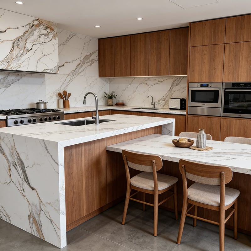 Modern Floor Tiles 3200x1600mm Marble Porcelain installed in modern kitchen countertop — real project reference from Yuanda Stone