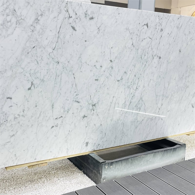 Italian Carrara White Marble applied as kitchen backsplash