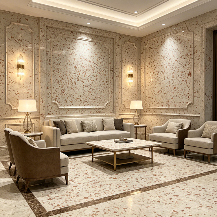 Beige Pink Terrazzo Slab Artificial Terrazzo Stone Large Terrazzo Tile for Floor Wall and Interior Decoration