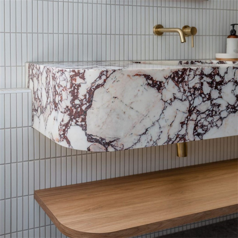Italian Calacatta Viola Marble applied as kitchen countertops