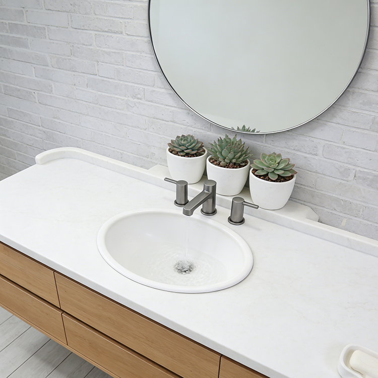YDSTONE Luxury White 20mm Artificial Quartz Stone Slab Modern Design Bathroom Vanitytop