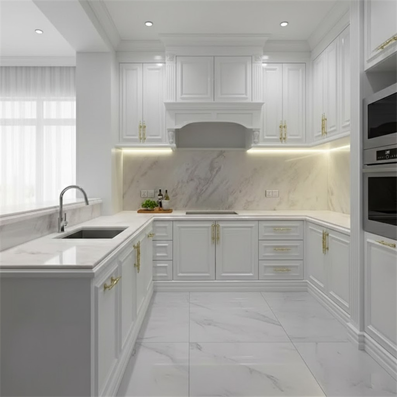 White Calacatta Marble (Dining Table Counter) installed in modern kitchen countertop — real project reference from Yuanda Stone