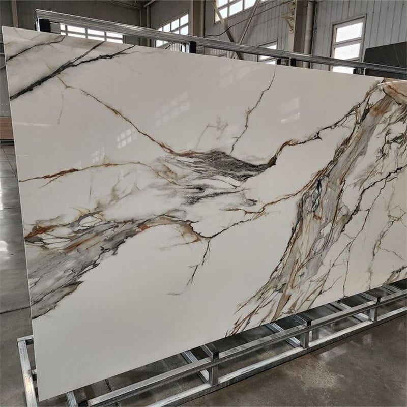 Modern Floor Tiles 3200x1600mm Marble Porcelain applied as kitchen backsplash