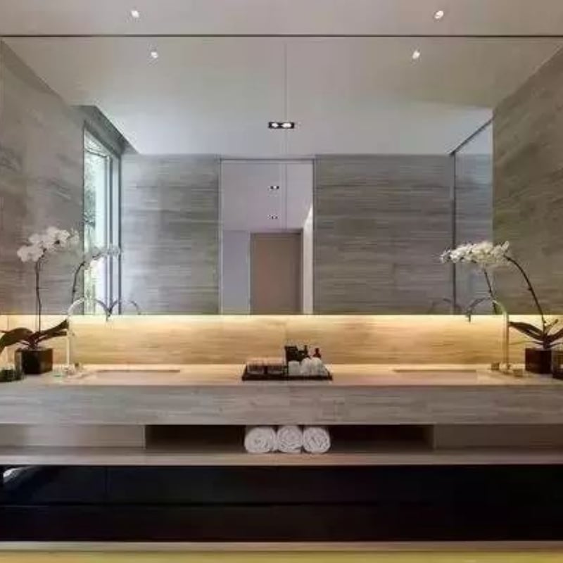 Double Sink Vanity Set — full slab view showing complete vein pattern and color distribution