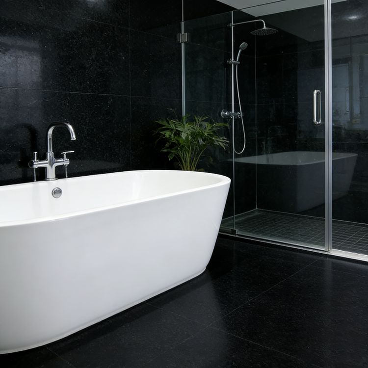 YDSTONE Modern Luxurious Black Veneered Granite Floorings for Restaurants Bathrooms Dining Living Room Marble