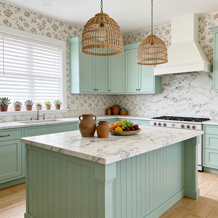 Modern Waterproof White Artificial Calacatta Quartz Stone Top 0 Silica Stone Slab for Kitchen Countertop