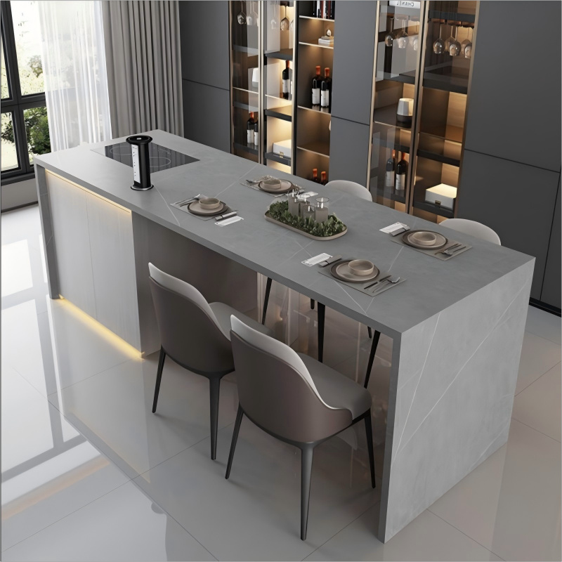 Artificial Integrated Kitchen Island (Marble) installed in restaurant bar counter — real project reference from Yuanda Stone