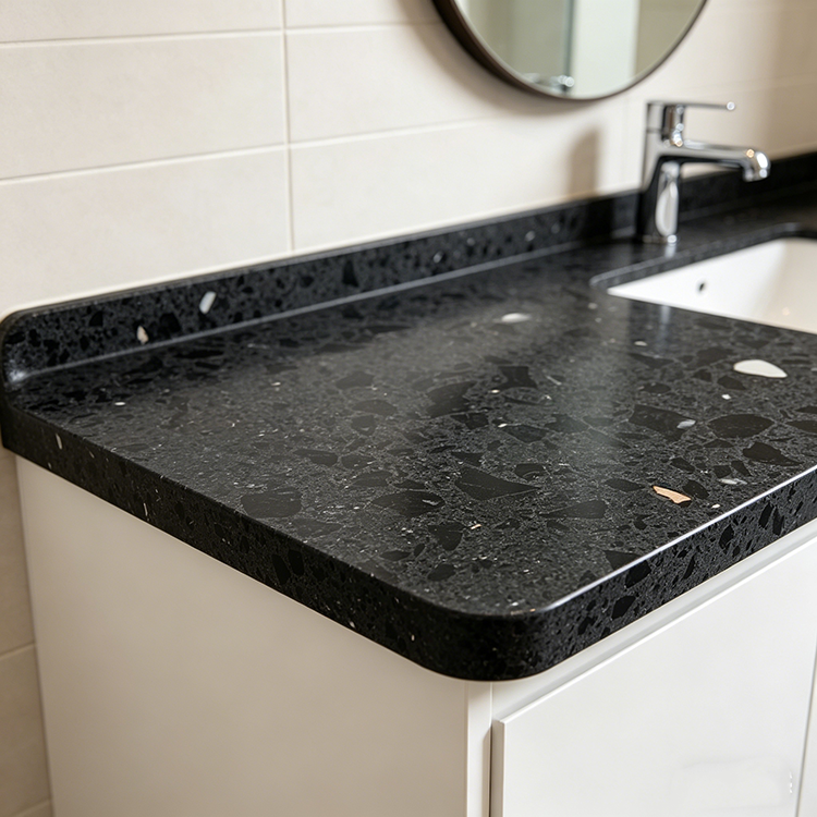 Quartz Calacatta Black Bath installed in modern luxury kitchen