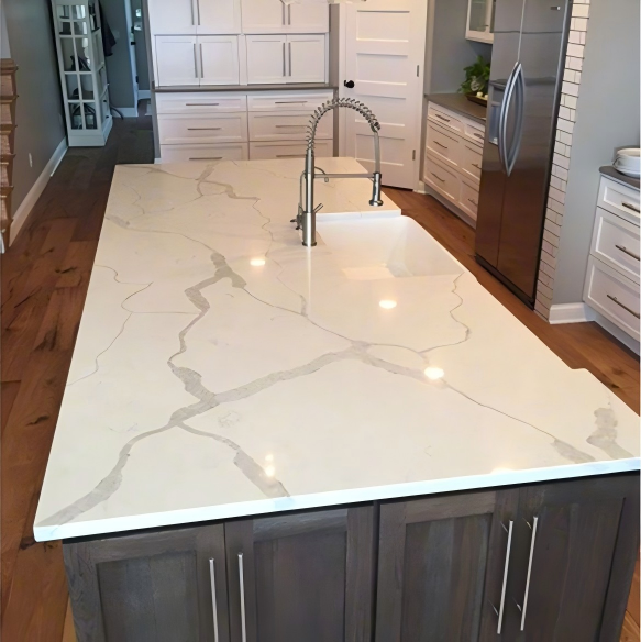 YDSTONE Modern Design Artificial Quartz Calacatta Polished Surface Engineered Slabs for Bathroom Vanity Tops manufacture
