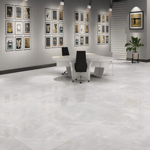 YDSTONE Modern Dusk Snow White Artificial Marble Tiles Cut-to-Size for Villa Indoor Floor Bathroom manufacture