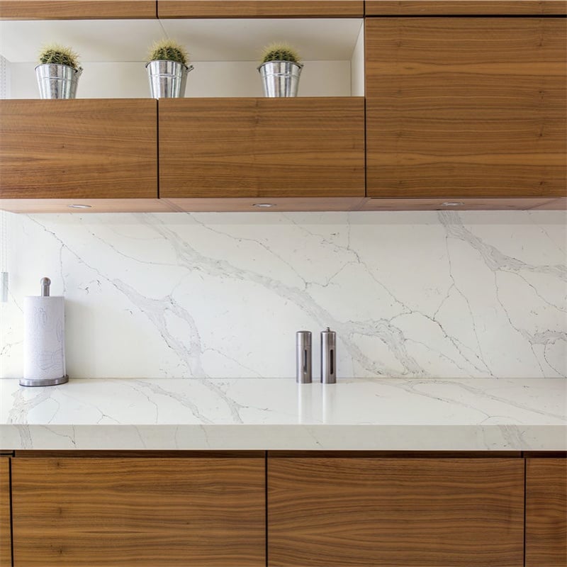 Italian Carrara White Marble installed in modern kitchen countertop — real project reference from Yuanda Stone