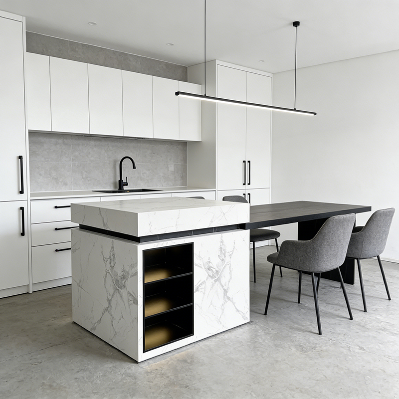 ydstone modern design artificial quartz countertops calacatta polished surface engineered slabs for dining application-4