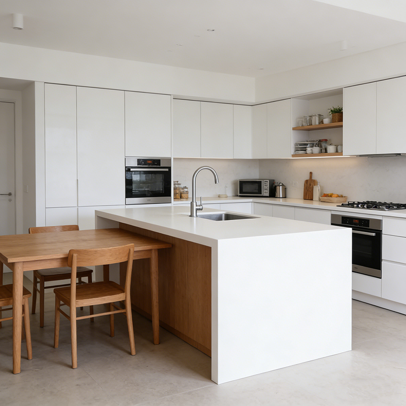 YDSTONE luksus hvid 20 mm kvartsplade med moderne design, kunstig sten køkkenarbejdsplade