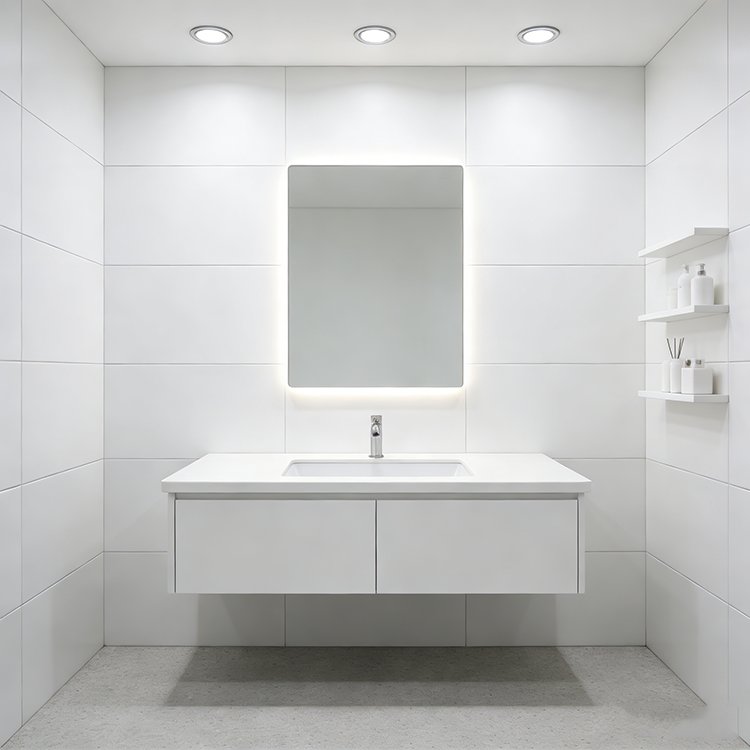 YDSTONE Luxury White 20mm Artificial Quartz Stone Slab Modern Design Bathroom Vanitytop