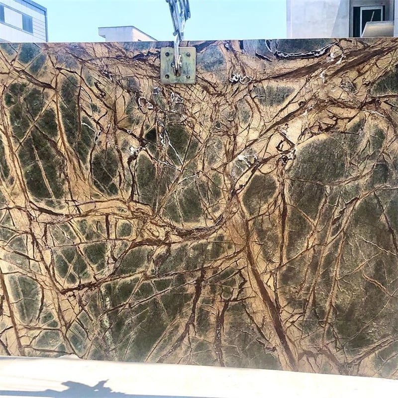 Green Rainforest Brown Marble — close-up detail showing natural vein pattern and polished finish