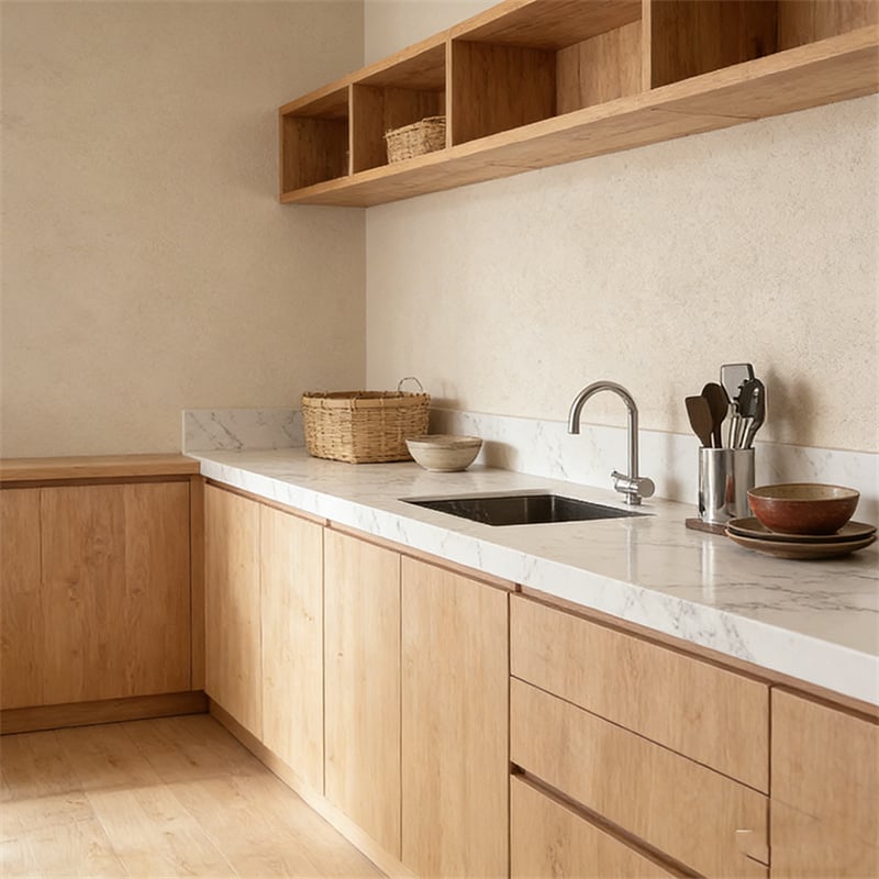 Italian Carrara White Marble — close-up detail showing natural vein pattern and polished finish