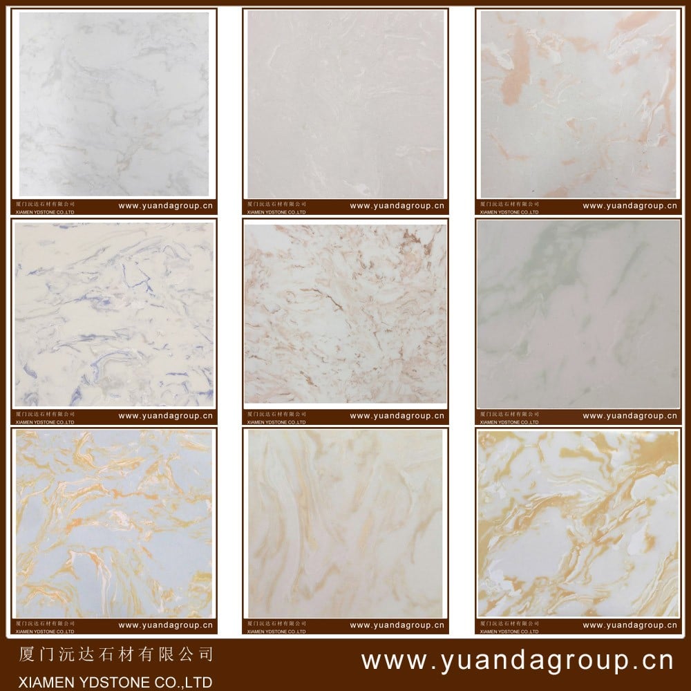 YDSTONE Fast Delivery Artificial Stone Black Glossy Heat Resistant Kitchen Marble Floor Slab manufacture