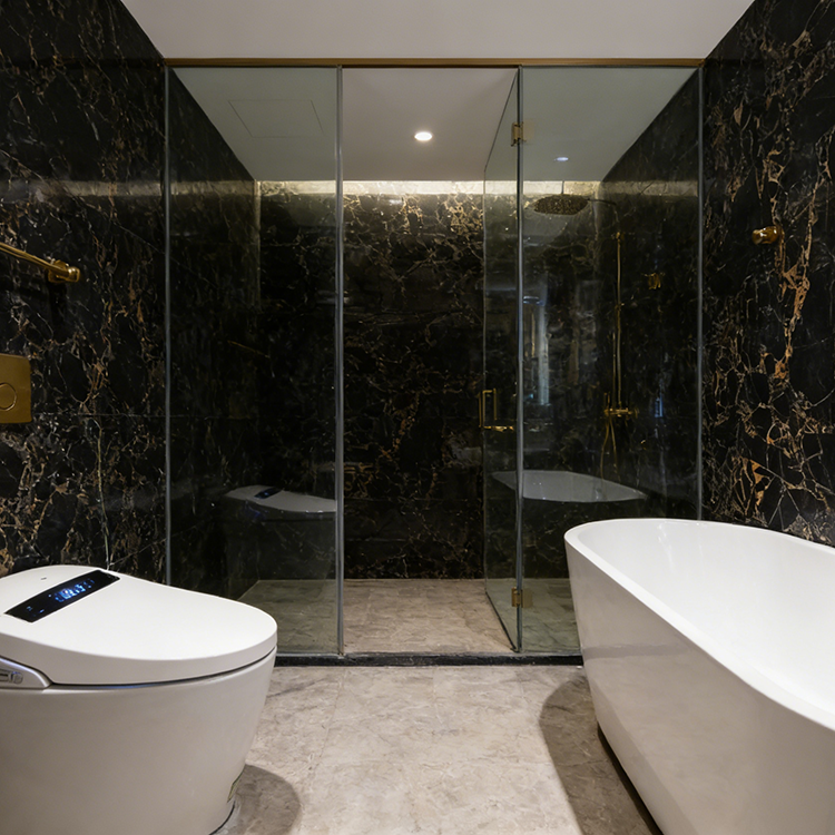 YDSTONE Black Portoro Marble Tiles Cut-to-Size for Indoor Decoration Balcony Waterstone Wall Panels