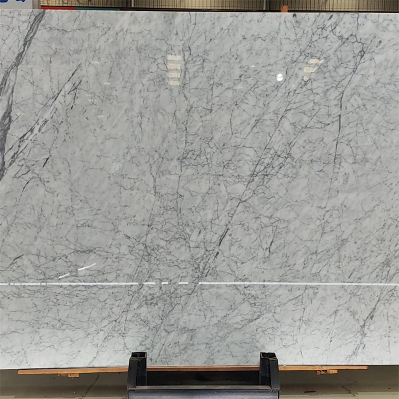 Italian Carrara White Marble applied as kitchen island countertop