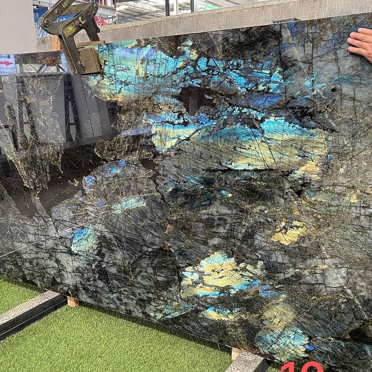 Lemurian Labradorite Blue Granite — close-up detail showing natural vein pattern and polished finish