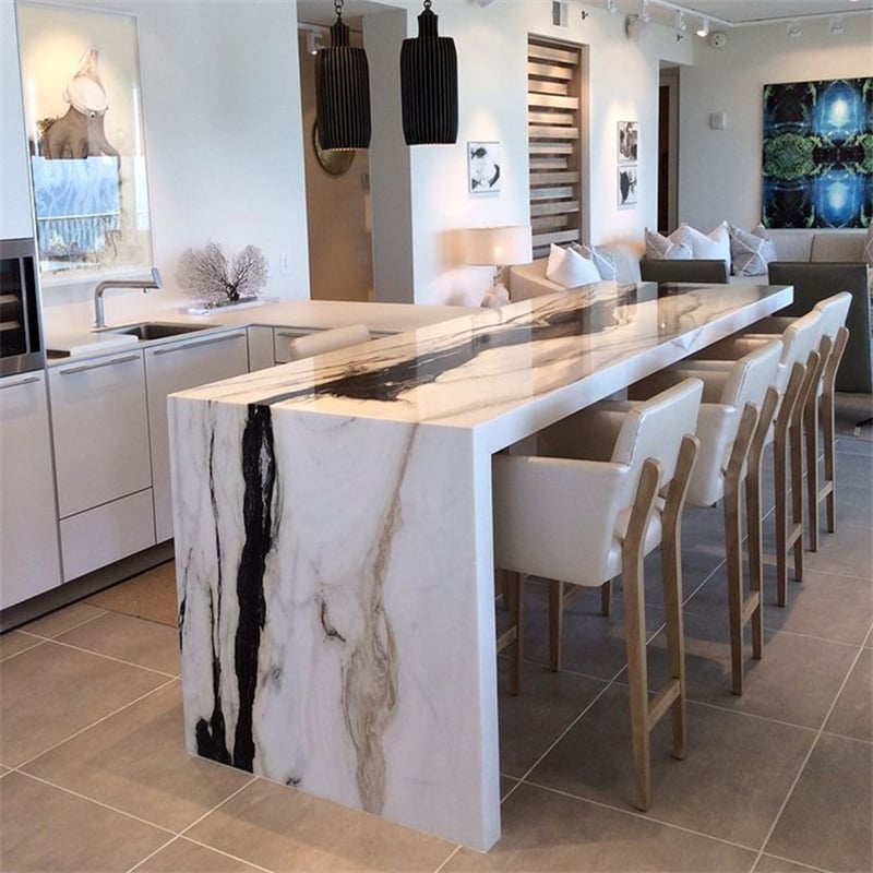 Glacier White Marble Slab installed in spa bathroom vanity — real project reference from Yuanda Stone
