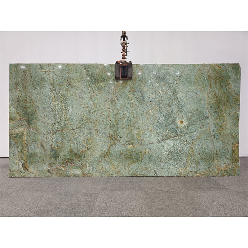 Tanzanite Green Turquoise Granite applied as kitchen countertops