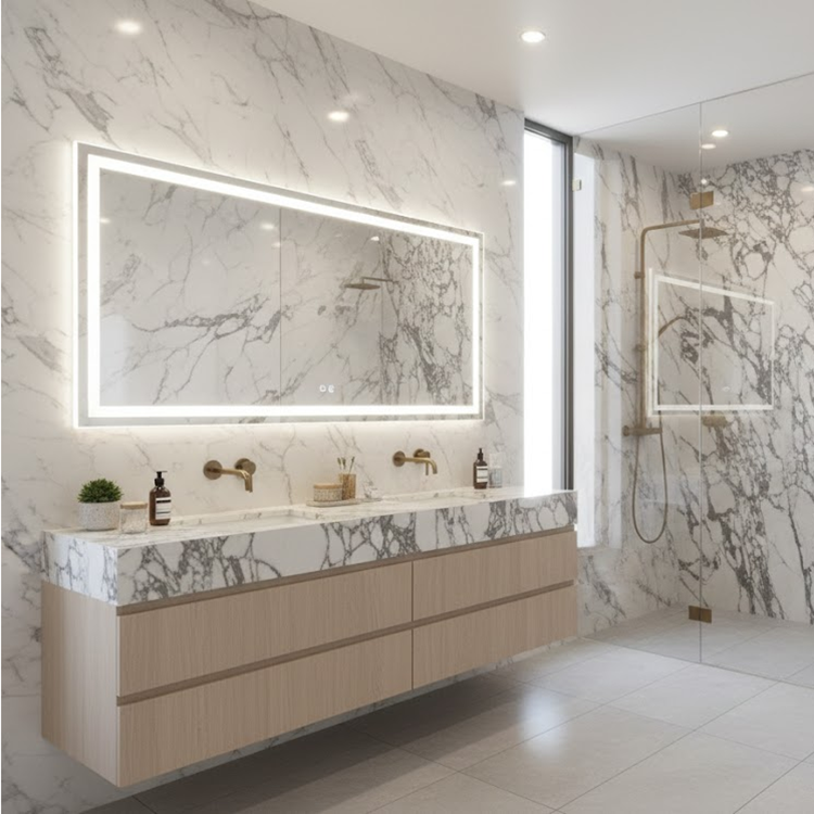 2026 Luxury Italian Calacatta Viola Marble Modern Design Polished Surface Villa Kitchen Vanitytops
