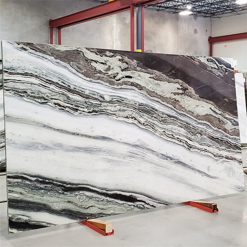 Glacier White Marble Slab — close-up detail showing natural vein pattern and polished finish