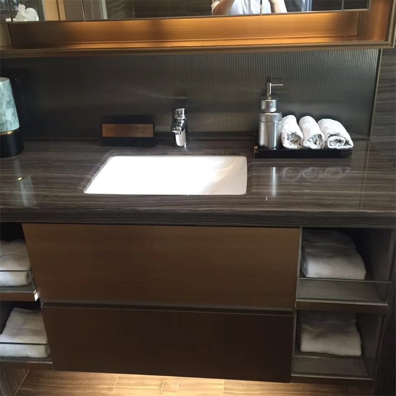 Eramosa Wood Marble applied as kitchen island countertop