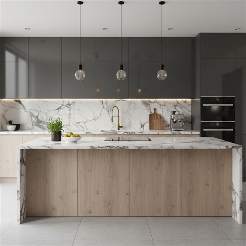 Italian Calacatta Viola Marble installed in modern kitchen — luxury residential project