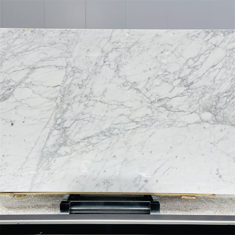 Italian Carrara White Marble applied as kitchen countertops