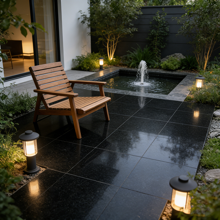 YDSTONE Modern Luxurious Black Veneered Granite Floorings for Restaurants Bathrooms Dining Living Room Marble