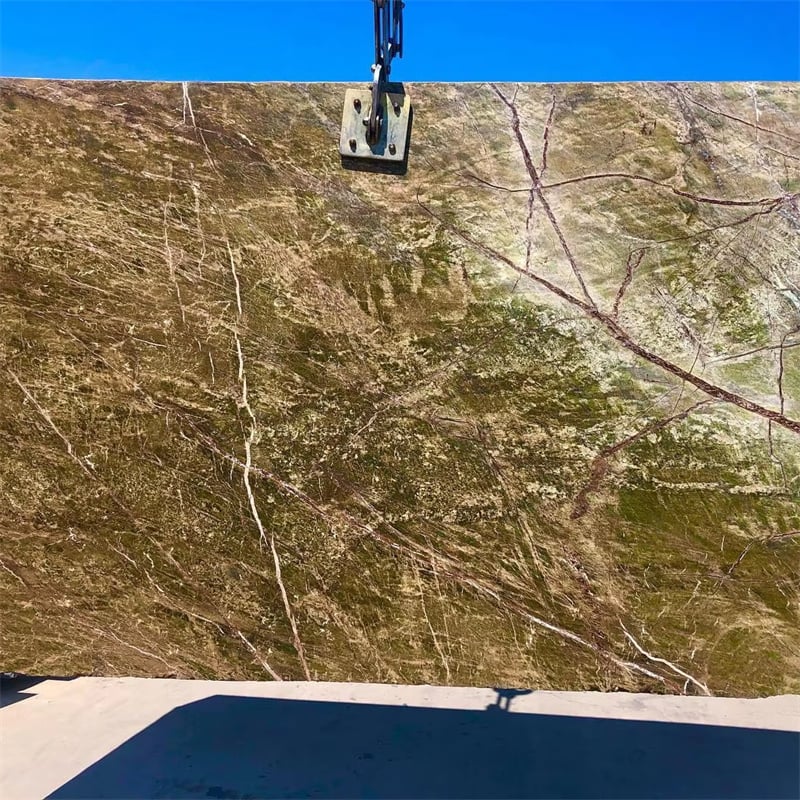 Green Rainforest Brown Marble applied as kitchen island countertop