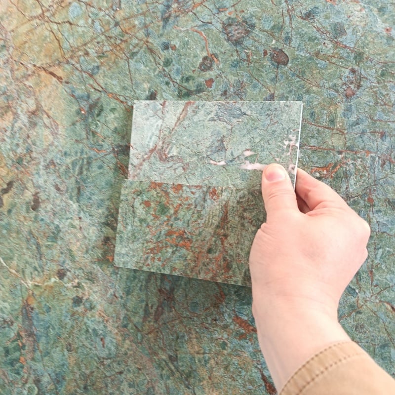 Tanzanite Green Granite — full slab view showing complete vein pattern and color distribution