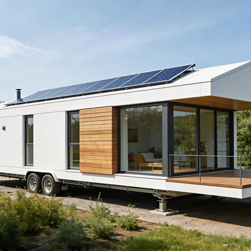 Solar-Powered Modular Tiny House on Wheels - Portable Prefab Mobile Home for Outdoor Living