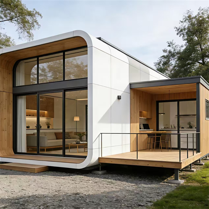 Curved-Design Apple Cabin Tiny House on Wheels - Prefab Portable Mobile Home for Outdoor Living