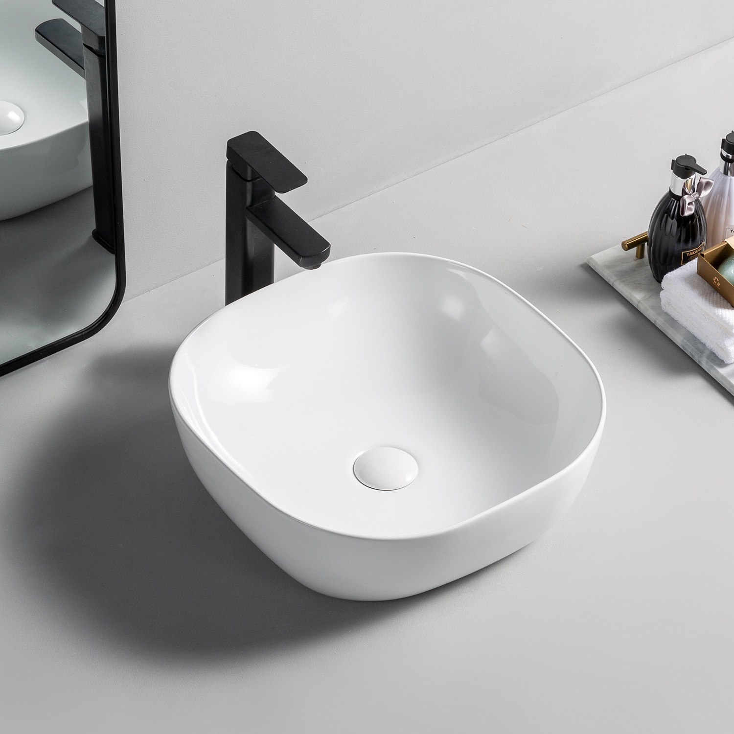 Modern Rounded Square Ceramic Art Basin