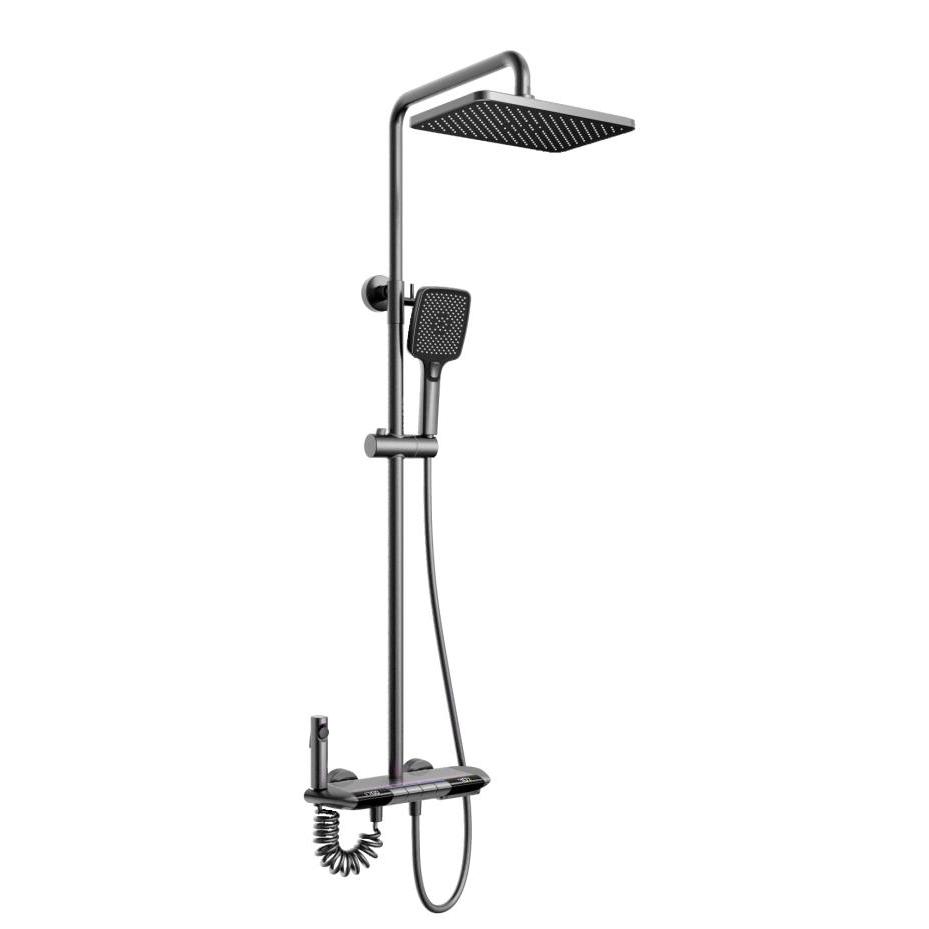 Modern Gun Gray & Copper Digital Display Shower System