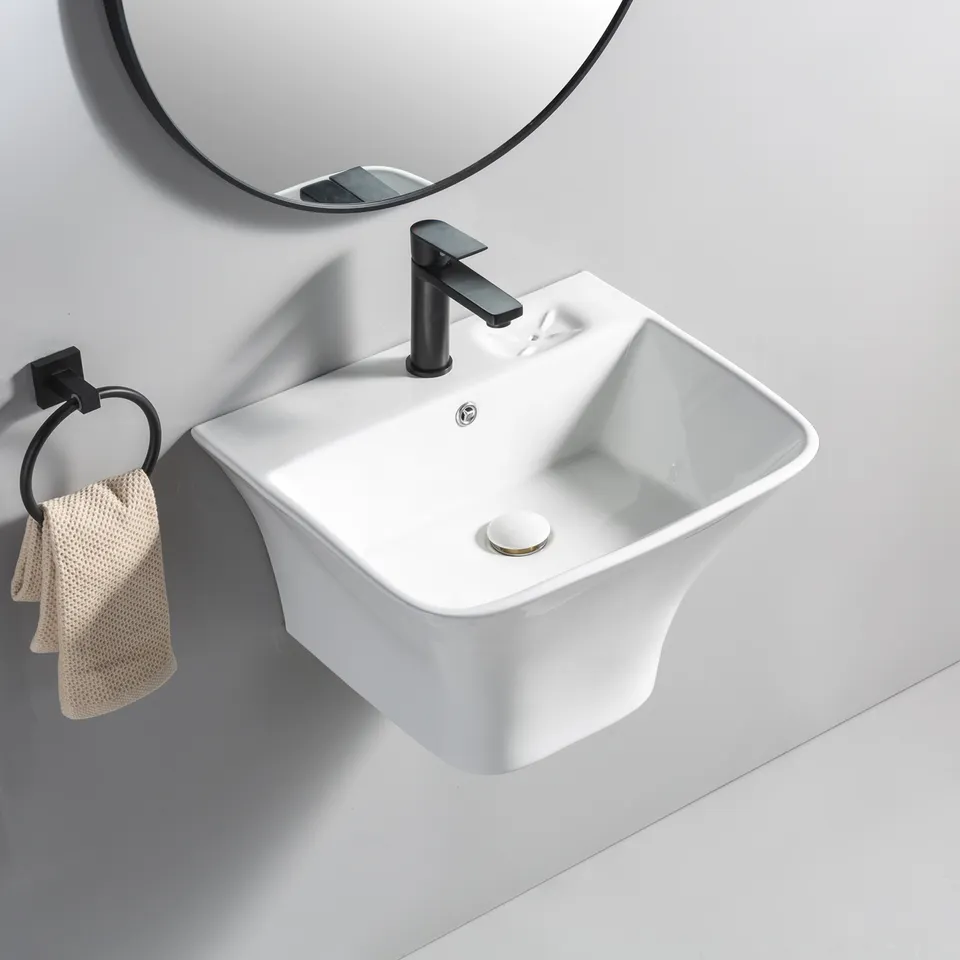 Fast Delivery Rectangular Semi Pedestal Wall Hung Wash Basin