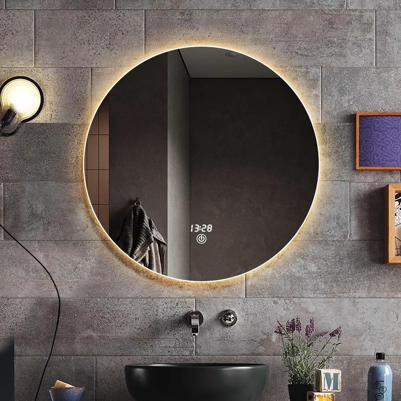 Customized Round Intelligent LED Backlit Bathroom Mirror