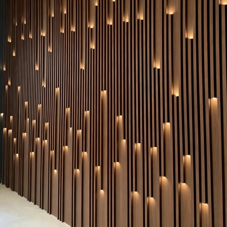 Modern Illuminated Fluorescent PVC WPC Fluted Decorative Wall Panel with Led Light
